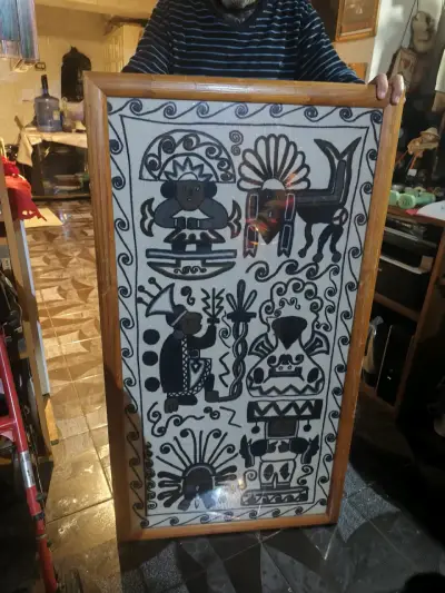 Tapiz decorativo artesanal enmarcado - miniatura 1