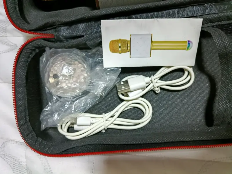 Micrófono karaoke inalámbrico dorado con estuche - 2
