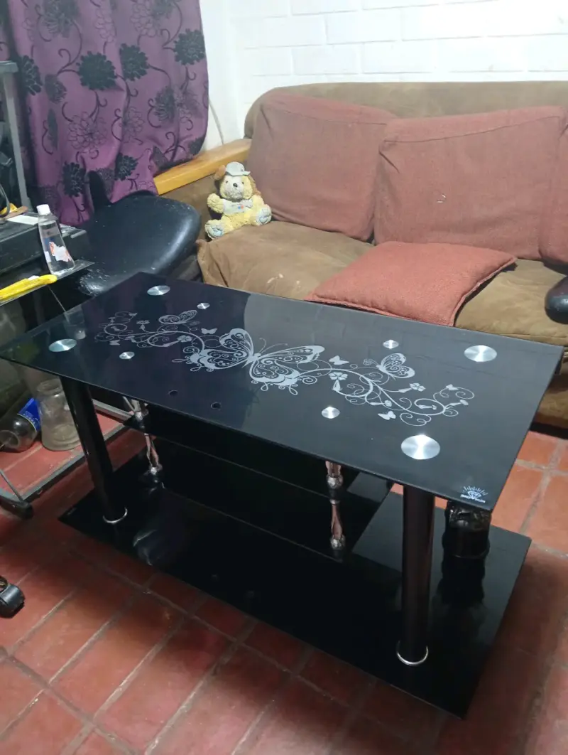 Mesa de vidrio color negro mesa de centro - 3