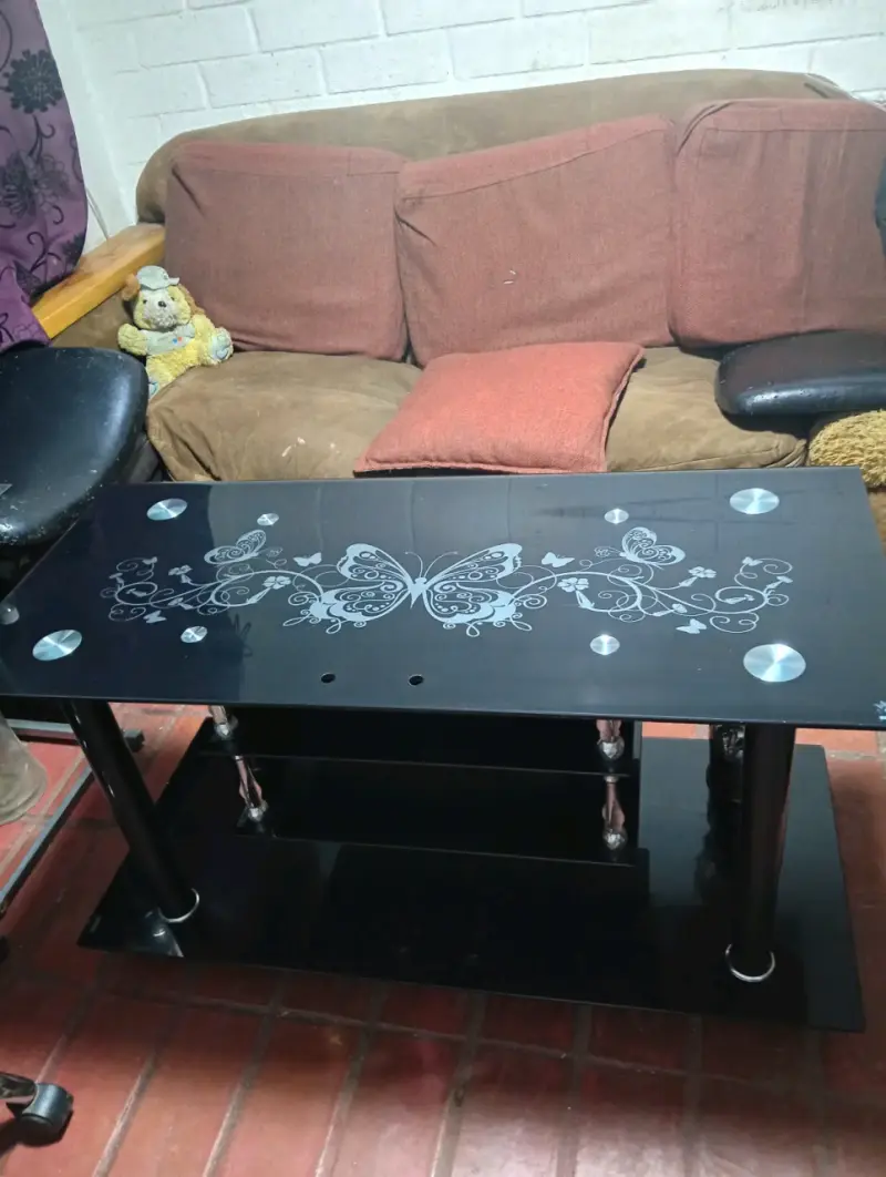 Mesa de vidrio color negro mesa de centro - 5