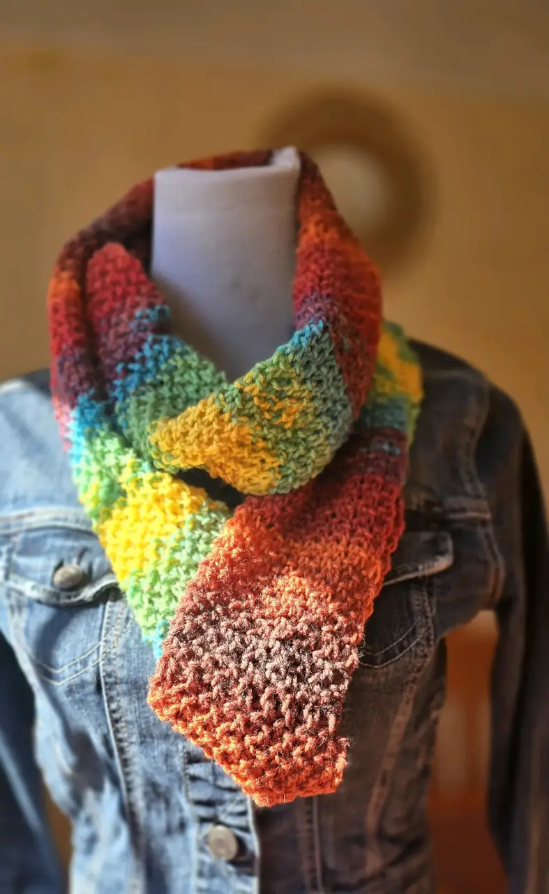 Bufanda tejida a mano multicolor de lana - 1