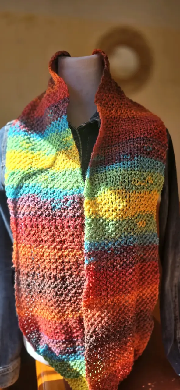 Bufanda tejida a mano multicolor de lana - 2