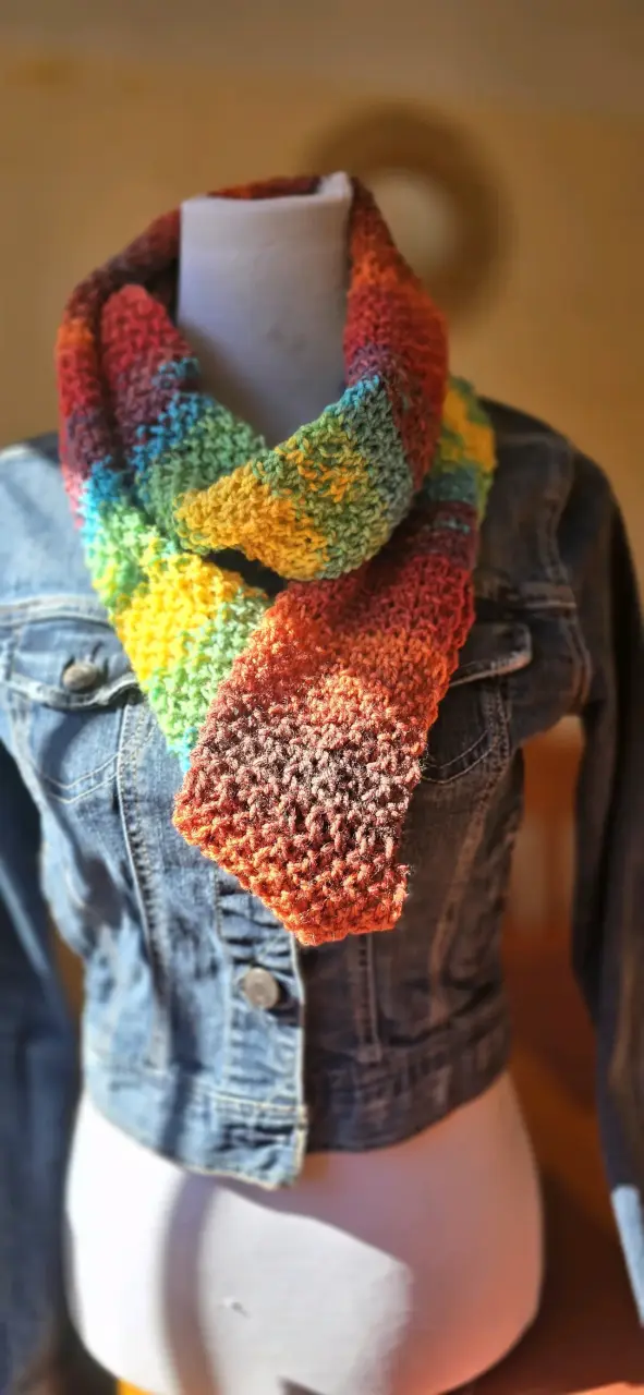 Bufanda tejida a mano multicolor de lana - 3