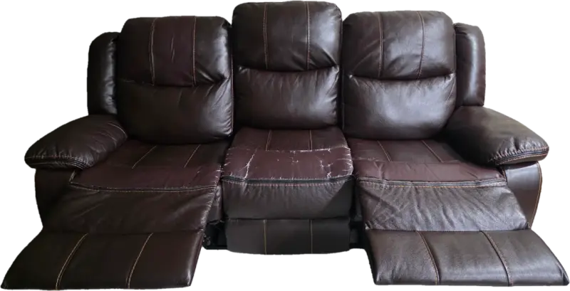 Sofá reclinable de cuero marrón para sala - 2