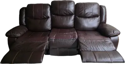 Sofá reclinable de cuero marrón para sala - miniatura 2