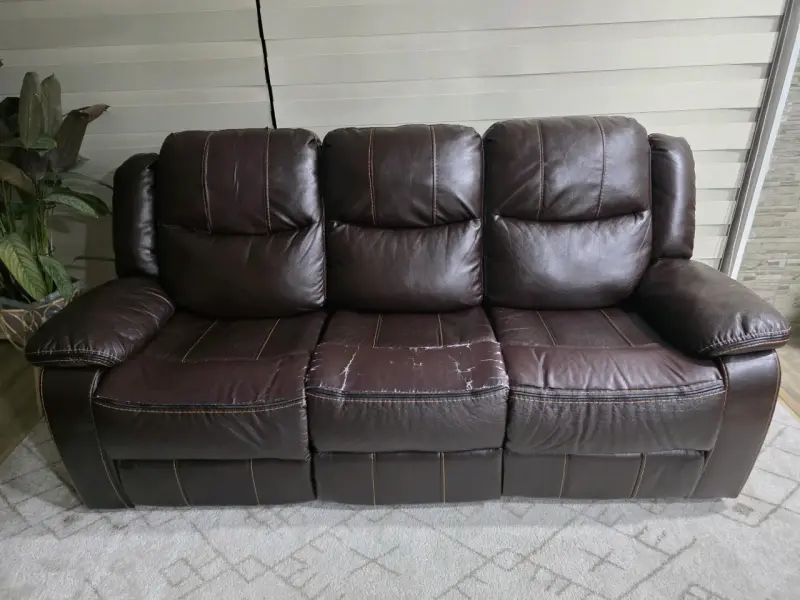 Sofá reclinable de cuero marrón para sala - 3