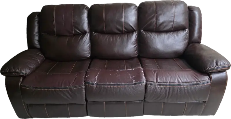 Sofá reclinable de cuero marrón para sala - 4