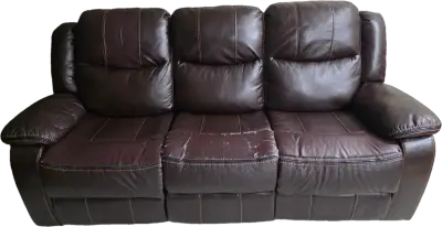 Sofá reclinable de cuero marrón para sala - miniatura 4