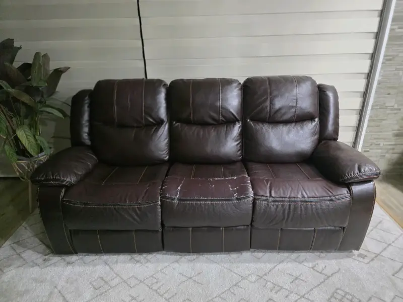 Sofá reclinable de cuero marrón para sala - 5