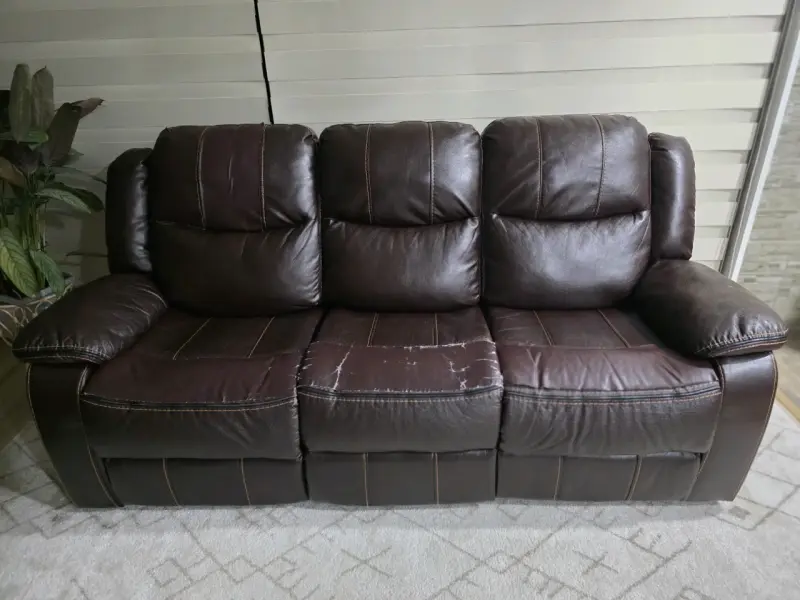 Sofá reclinable de cuero marrón para sala - 6