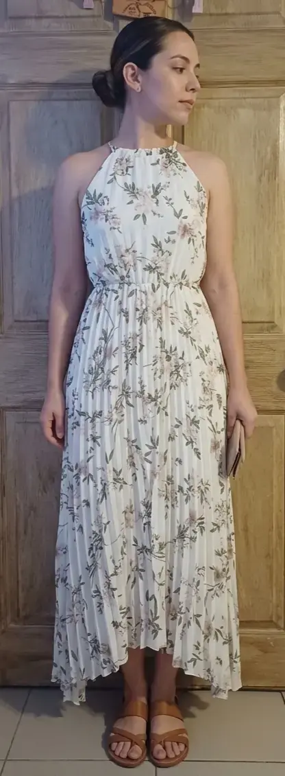 Vestido largo floral sin mangas para mujer