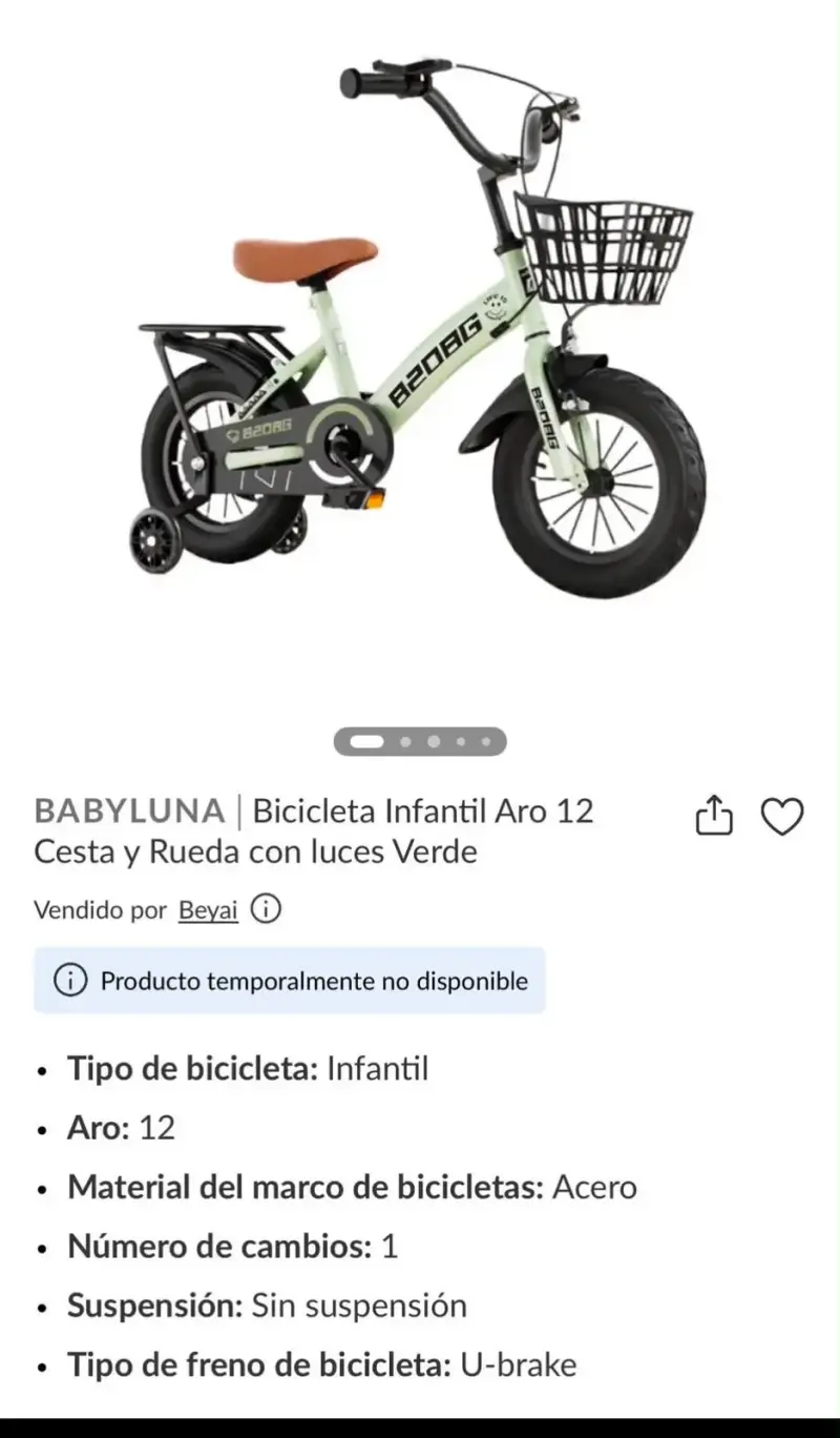 Bicicleta Infantil Babyluna Aro 12 Verde - 2