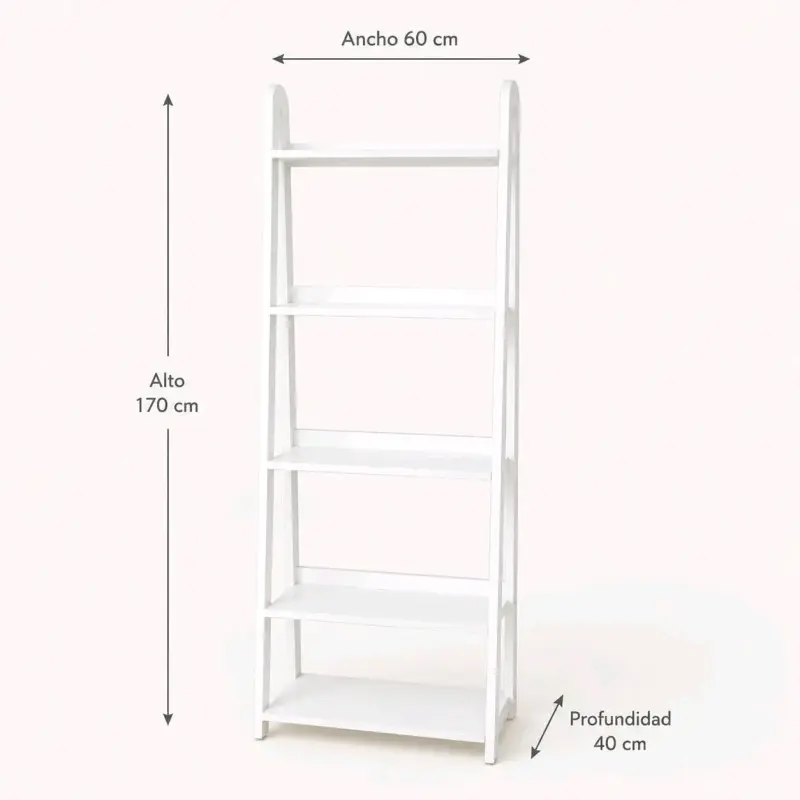 Estantería blanca de madera estilo escalera - 3