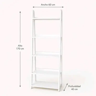 Estantería blanca de madera estilo escalera - miniatura 3