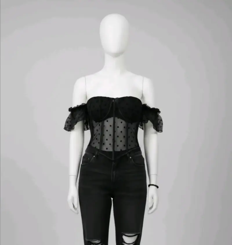 Corset de tul con lunares en varios colores - 3