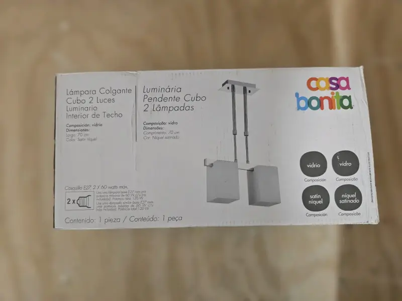 Lámpara colgante cubo 2 luces Casa Bonita
