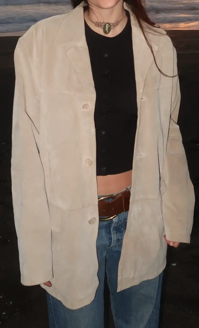 Chaqueta beige de gamuza vintage - 2