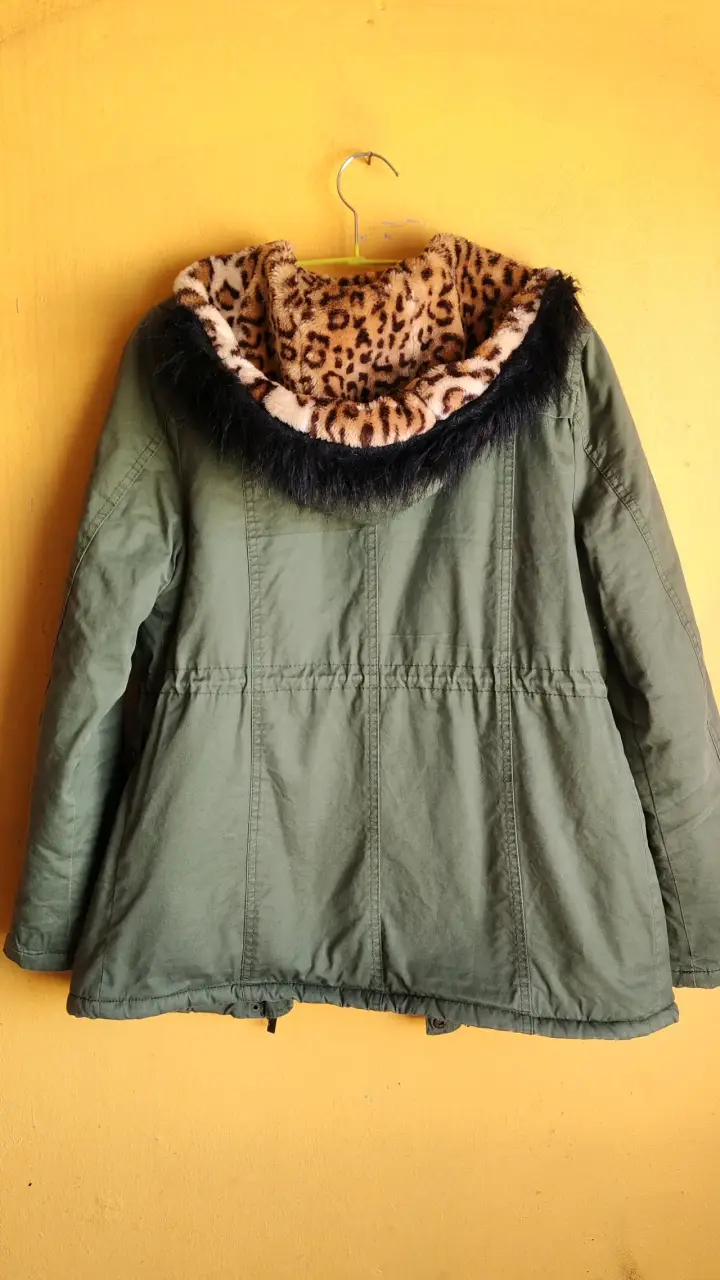 Parka verde con forro de leopardo WDS - 3