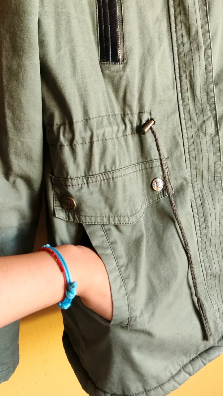 Parka verde con forro de leopardo WDS - 6