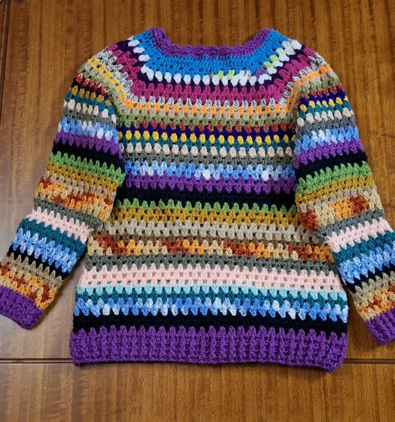 Suéter tejido a crochet multicolor para mujer - 1