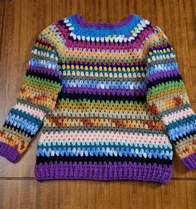 Suéter tejido a crochet multicolor para mujer - miniatura 1