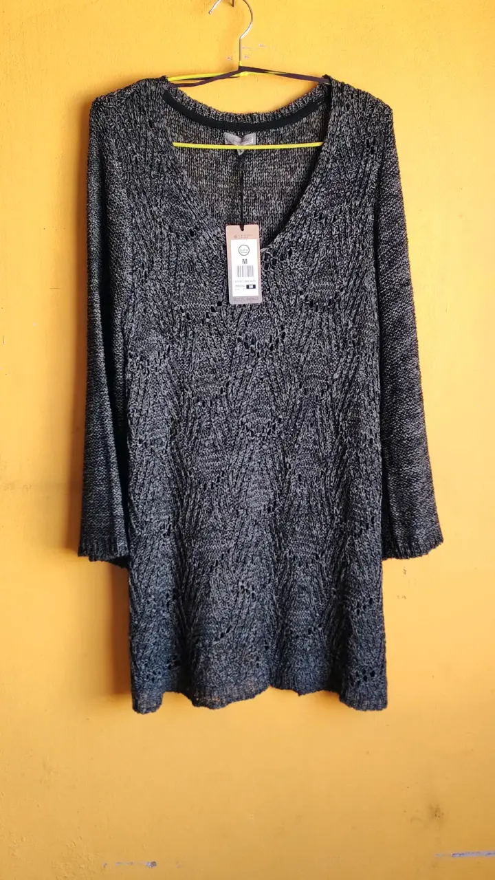Suéter tejido gris oscuro para mujer talla M - 1