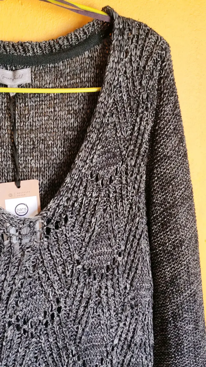 Suéter tejido gris oscuro para mujer talla M - 4