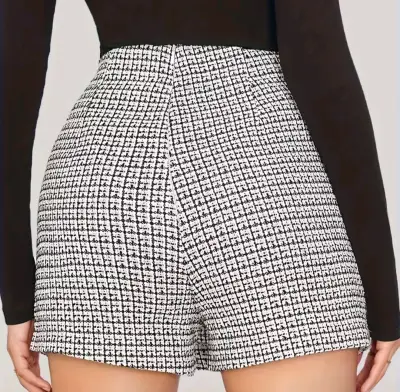 Chaqueta de tweed a cuadros blanco y negro - miniatura 5