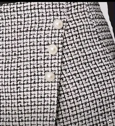 Chaqueta de tweed a cuadros blanco y negro - miniatura 6