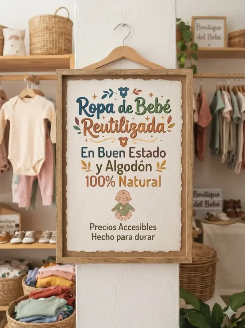 Ropa de bebé reutilizada en algodón natural