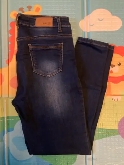 Jeans ajustados azul oscuro para mujer - miniatura 2