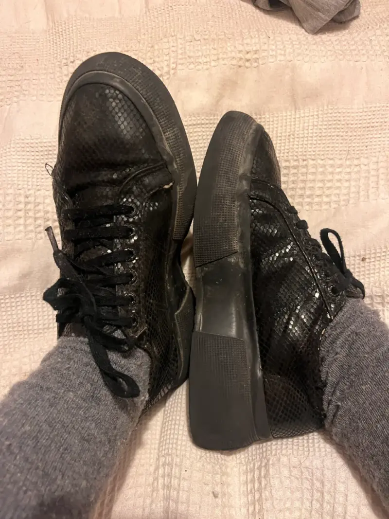 Zapatillas negras de cuero estilo serpiente Superga - 1