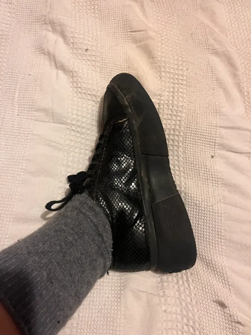 Zapatillas negras de cuero estilo serpiente Superga - 3