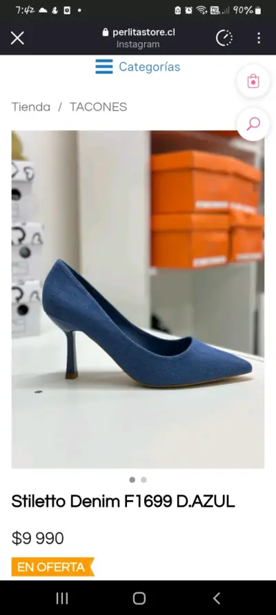 Zapatos de Tacón Azul Stiletto Denim - miniatura 3