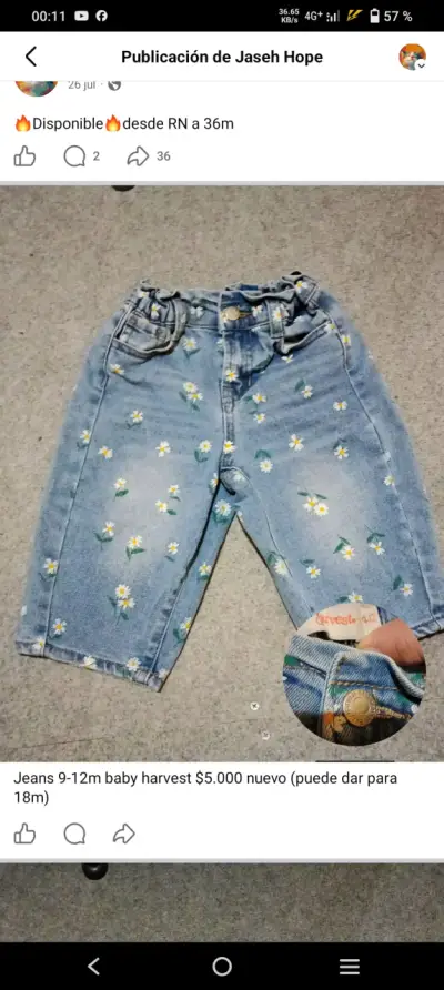 Jeans baby harvest 9-12 (18) rigido - miniatura 1