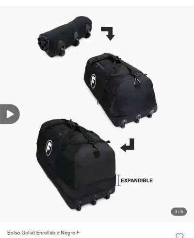 Bolso de viaje enrollable negro expandible - miniatura 1