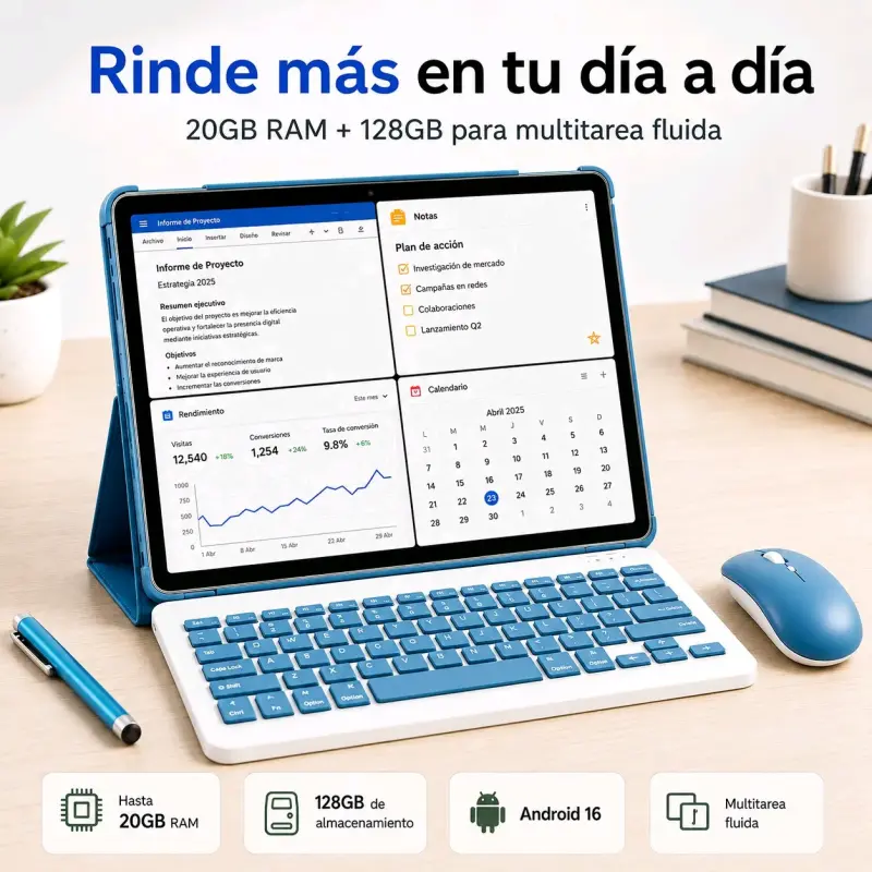 Tablet Android 20GB RAM 128GB con Teclado y Mouse - 2