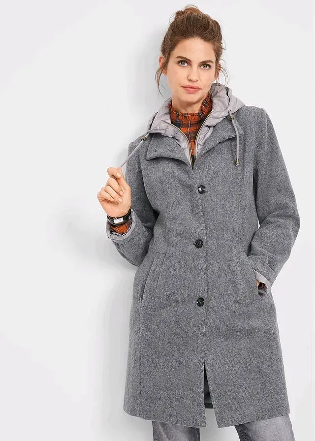Abrigo gris con capucha John Baner - 5