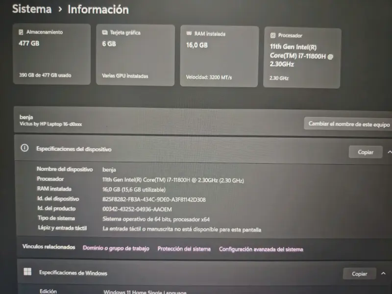 Laptop HP Victus 16GB RAM Intel Core i7 - 3