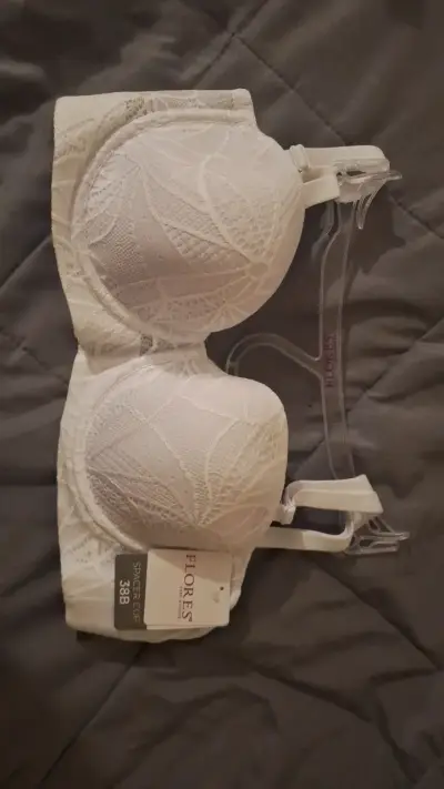 Sostén blanco con encaje Flores talla 38B - miniatura 1