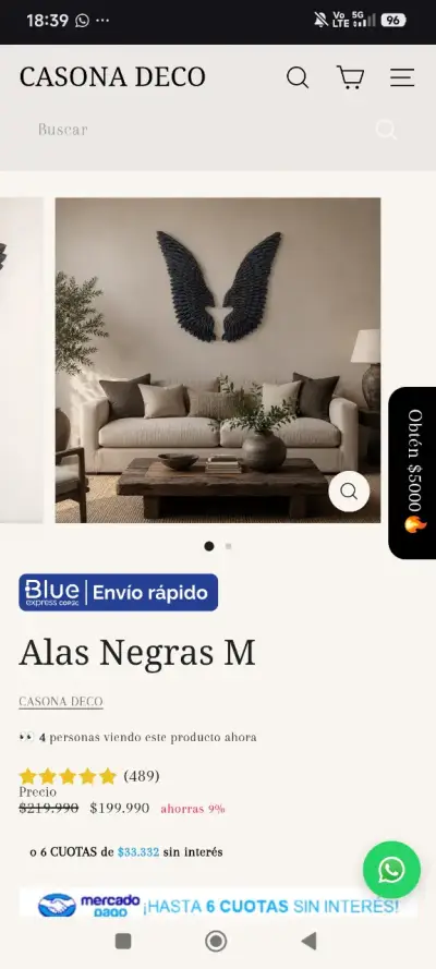 Alas decorativas de zinc para muro - miniatura 1