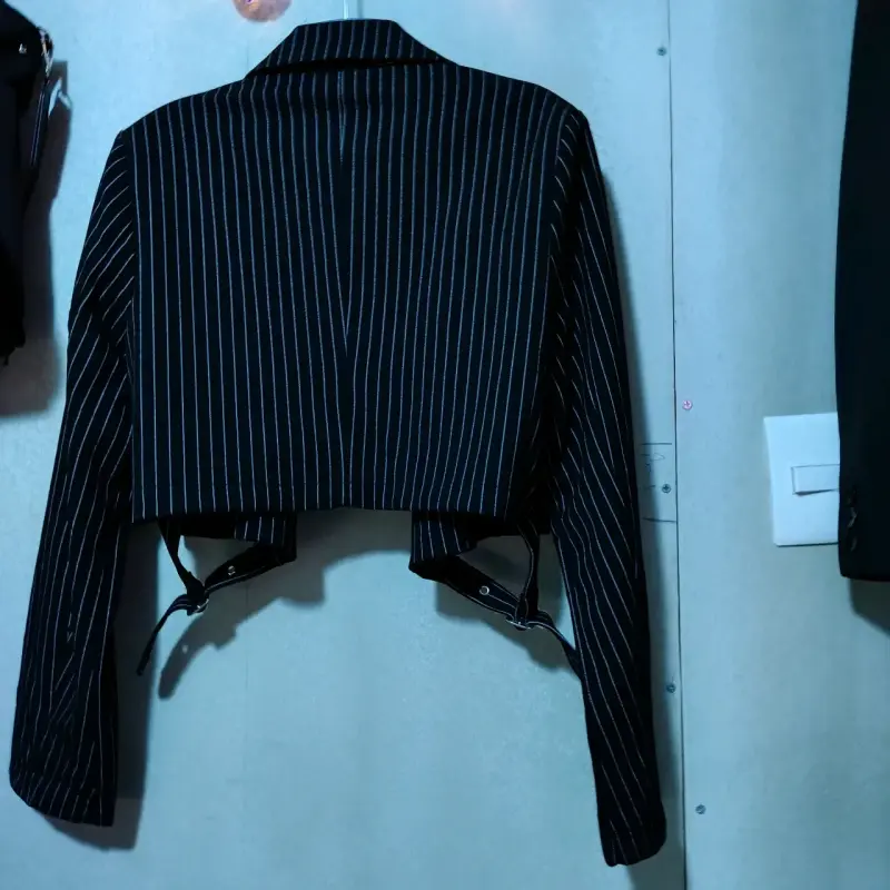 ConVjunto de blazer y pantalón negro a rayas para - 4