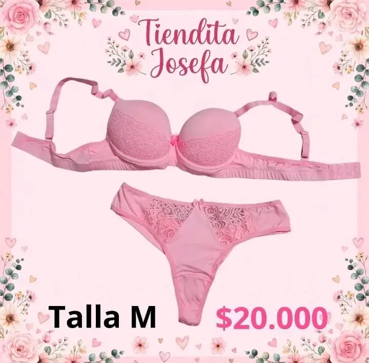 Conjunto de lencería rosa talla M