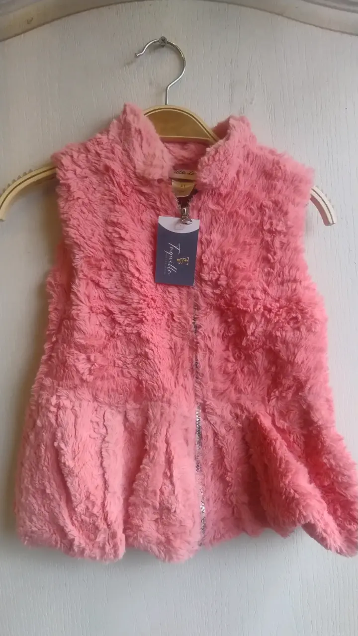 Chaleco reversible para niña rosa y floral - 1