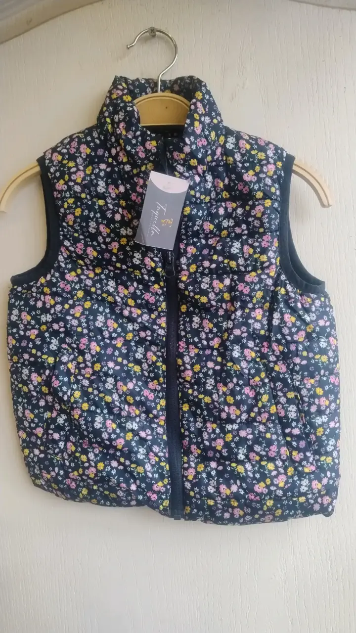 Chaleco reversible para niña rosa y floral - 2