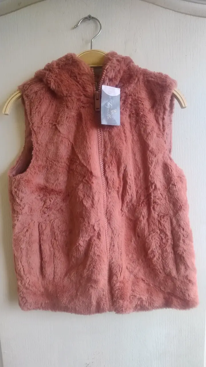 Chaleco reversible para niña rosa y floral - 3