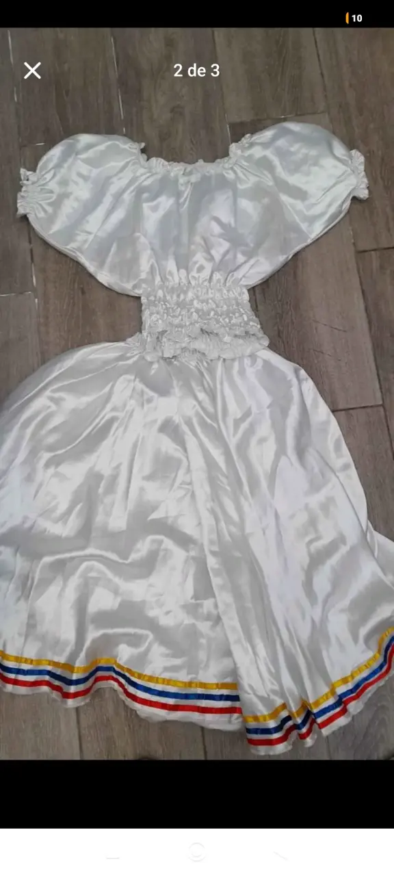 Vestido folclórico azul y blanco para niña - 2