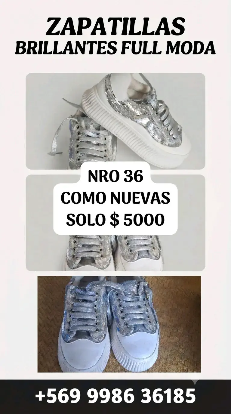 Zapatillas brillantes número 36 como nuevas