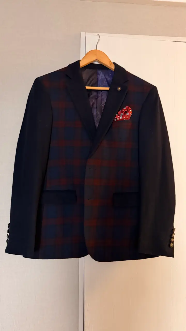 Blazer de Hombre Cuadros Azul y Rojo - 2