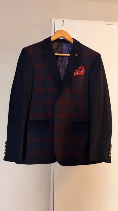 Blazer de Hombre Cuadros Azul y Rojo - miniatura 3